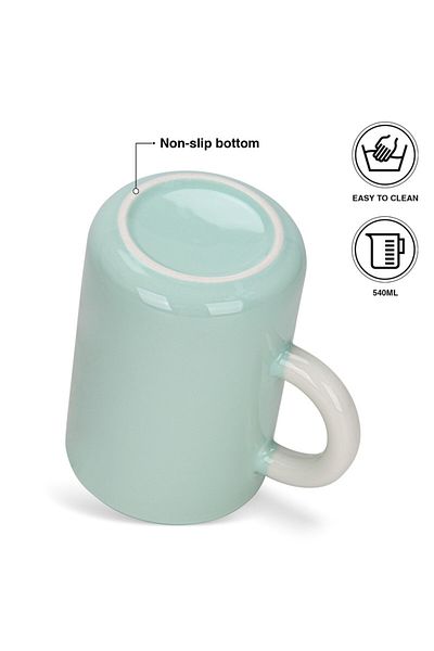 Fissman 2-Piece Mugs 540ml Green New Bone China