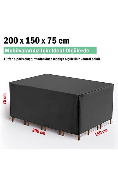Breen Black Waterproof Garden Furniture Protection Cover - 200X150X75 cm Tarpaulin