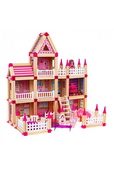 OEM Natural wooden building house, Little Architect, 298 pieces, for girls