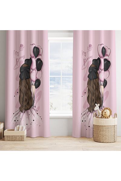 yok yok evim eve dair her şey Children's Room Decorative Balloon Girl Patterned Background Curtain