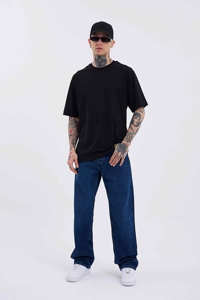 Machinist Μαύρο ανδρικό μπλουζάκι - Basic, Relaxed Fit, Λεπτό βαμβακερό