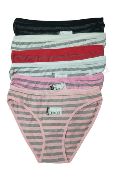 Nana & Mayka Moda Pachet de 6 chiloți bikini din bumbac pentru femei Passion Irmak – dungi, culori mixte Standard M - L