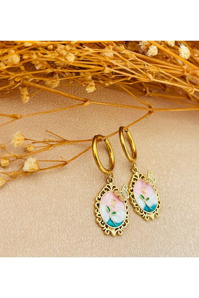 Markiz Takı Steel Color Design Earring Models 2 cm (Figure)