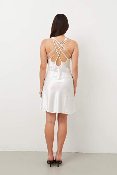 Nurteks Lace Detailed Thin Strap Nightgown & Dressing Gown Ecru