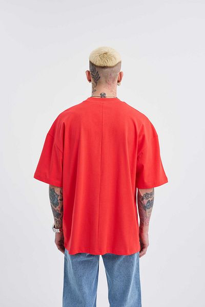 Machinist Ανδρικό μπλουζάκι Basic Super Cotton Oversize Pomegranate