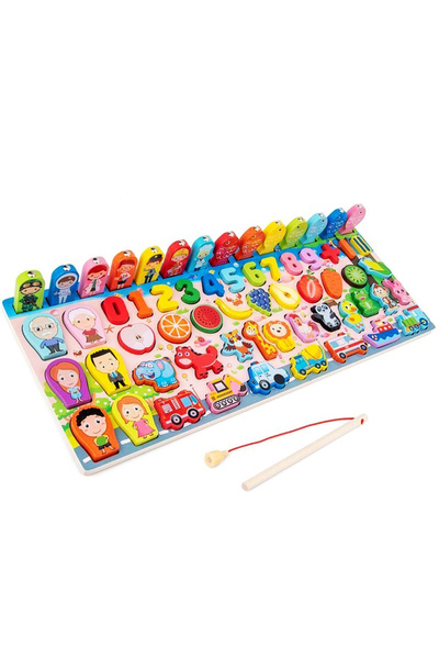 OEM Joc Logarithmic Montessori 7 in 1, cu cifre, fructe, animale si familie, ...