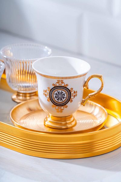 ACAR Lorenzo Coffee Cup Set for 2 People with Glass Tray