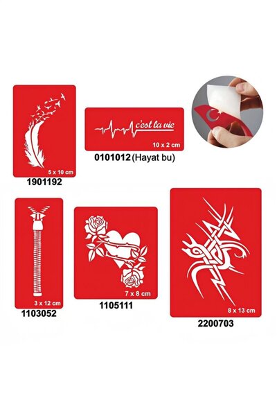 Genel Markalar Süpertrend Yara Faça İzi Kapatma Dövme Şablonu Seti Kalp Fermuar