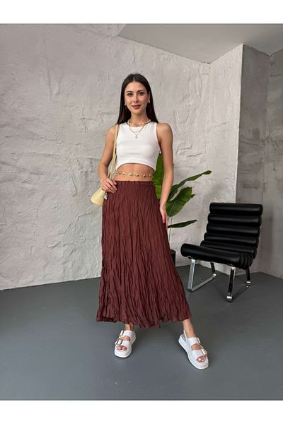 Elif Özbey Butik Μακριά φούστα Perry Κρασί Σκούρο Κάφε Κρυωμένος