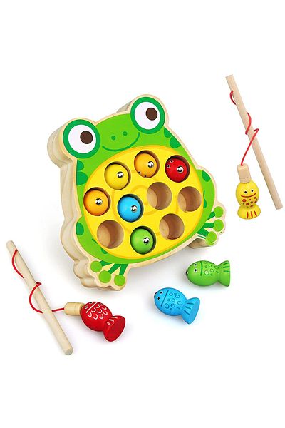 OEM Wooden fishing game, Montessori, Happy Frog
