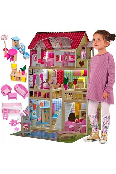 ideal STORE Casă de păpuși din lemn IdealStore Fabulous Residence, lumini LED, 90x60x30 cm