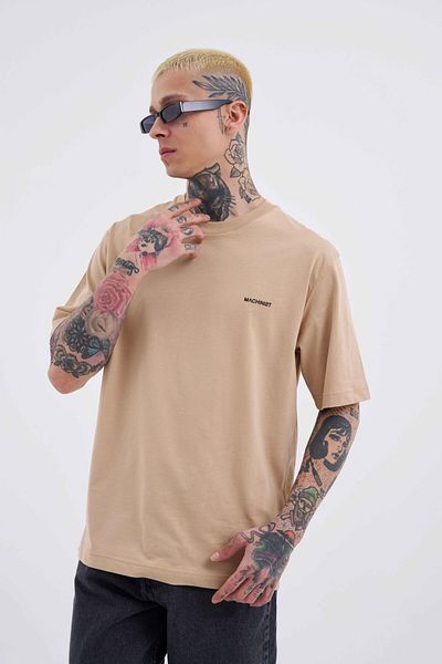 Machinist Ανδρικό Basic Relaxed Thin Βαμβακερό Μπεζ T-Shirt