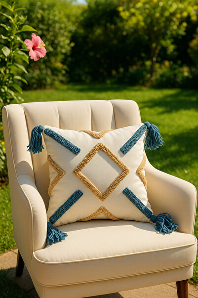 SAYMİNE وسادة رمي مطرزة (عباءة) وسادة هدية مصنوعة يدويًا غطاء وسادة مزخرف