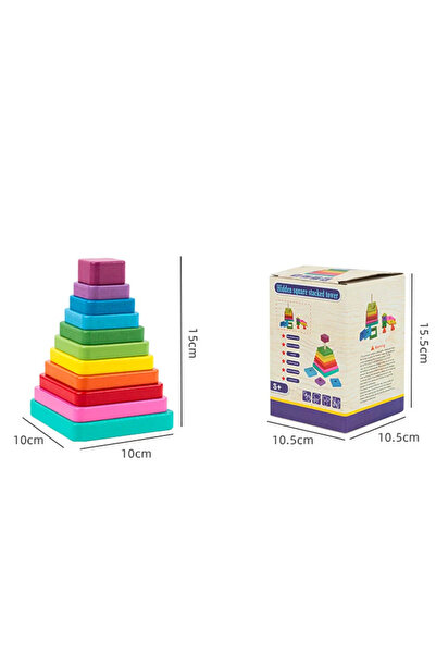 sallma Montessori wooden stacking tower, multicolor