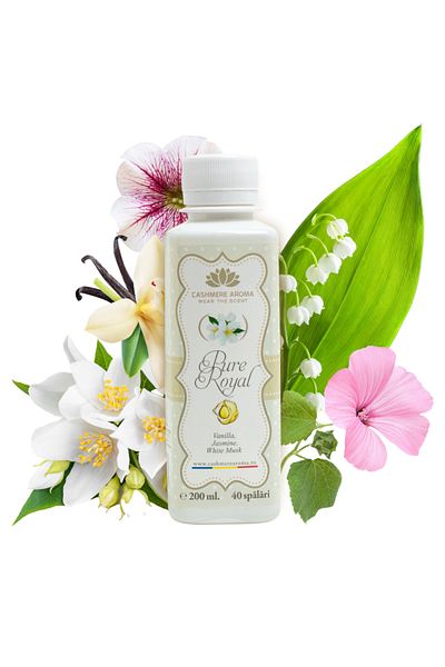 Cashmere Parfum de rufe PURE ROYAL cu arome de chihlimbar, iasomie, lăcrămioare, mosc, vanilie, 200 ml