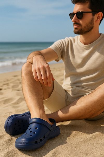 İncim Navy Blue Orthopedic Comfortable Daily Seaside Beach Pool Doctor Cook Men's Slippers & Sandals