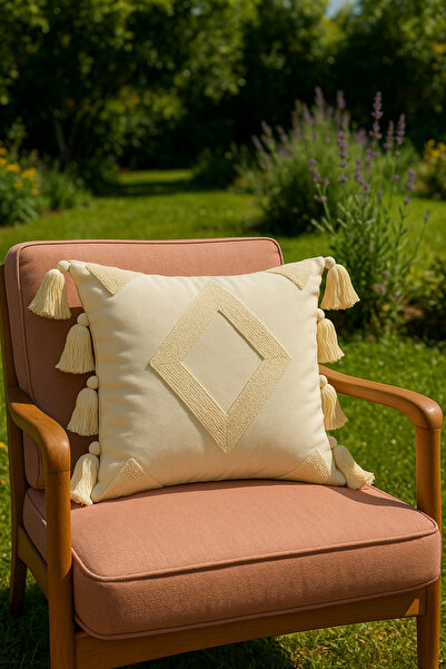 SAYMİNE غطاء وسادة رمي متعدد الشرابة