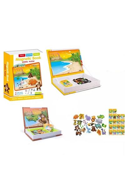 OEM Magnetic book, puzzle, ANIMALS IN THE JUNGLE, 62 pieces