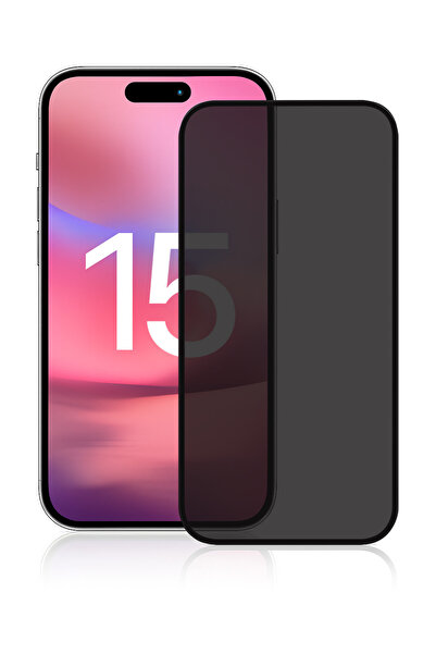 yubu Apple iPhone 15 Temperli Cam Privacy Hayalet Tam Kaplama, Kırılmaz Ekran...