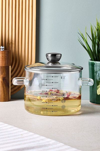 Perotti Sean Silver 1300 ml Borosilicate Glass Pot