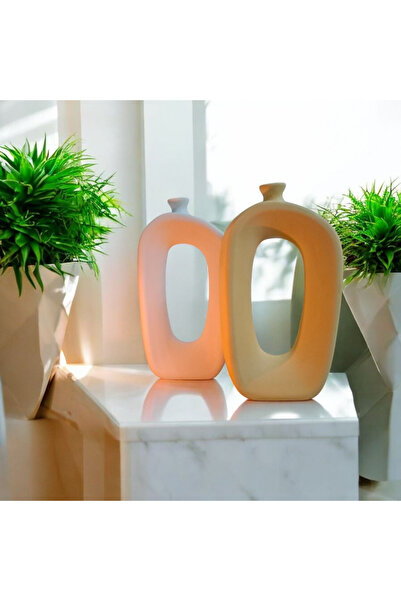 YILDIZ DECOR Balon başlı dekoratif vazo hardal sarı ve beyaz uyumu