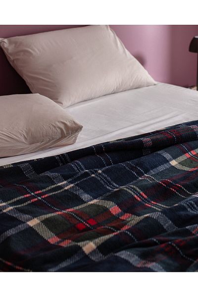 Madame Coco Tignes Welsoft Fleecedecke mit Aufdruck, Einzelbett, Marineblau