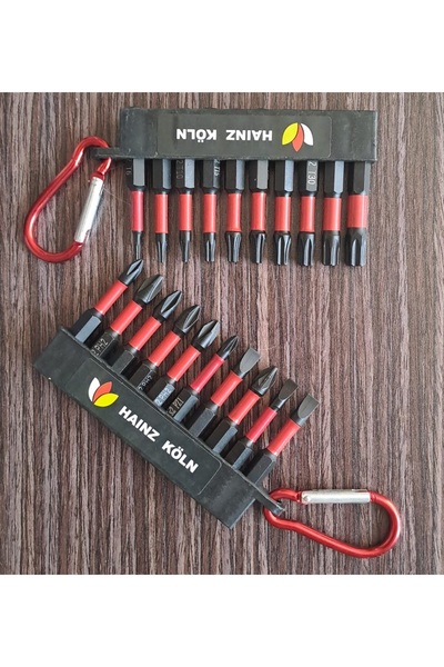 Depolife Matkap için Bits Vidalama Ucu ve Yıldız Alyen Seti 20li Profesyonel Ph2 Pz2 Yıldız Düz Anahtarlıklı