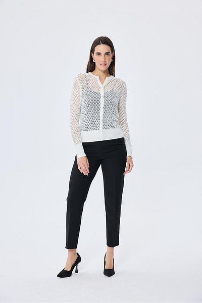 Peraluna Addison Openwork Braided Women's Knitwear Cardigan - Ecru