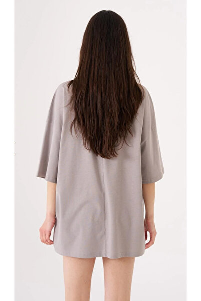 Machinist Women's Basic Cotton Supreme Oversize Gray T-shirt