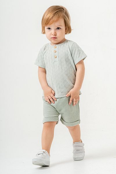 bombe Baby Kids Blue-Green Cotton 2-Piece Set First Ben Trend Fashion Bottom Top Set