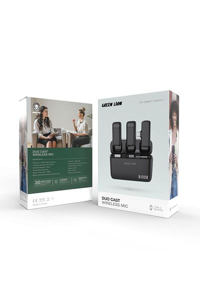 Green Lion Duo Cast Wireless Mic Type C (Long Distance Transmission, Automatic Pairing, 7 Hours Work