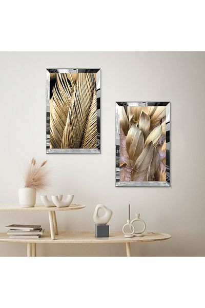 Zevahir Mobilya Dekorasyon SET DE MASA DECORATIVA DUBLA MDF CU CADRU DE PLEXY CU OGLINDA DE ARGINT