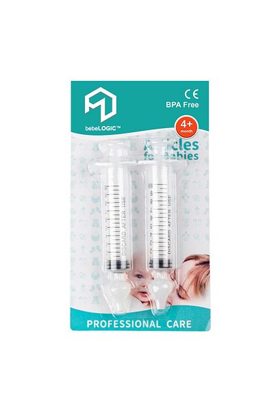 bebeLOGIC Set of 2 Nasal Aspirators, Nasal Irrigator and Wash, Silicone, For Babies and Children, 10ml