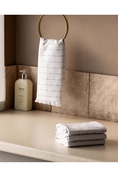 Madame Coco Soderna 4-Pack Cotton Hand Towels - White/Grey