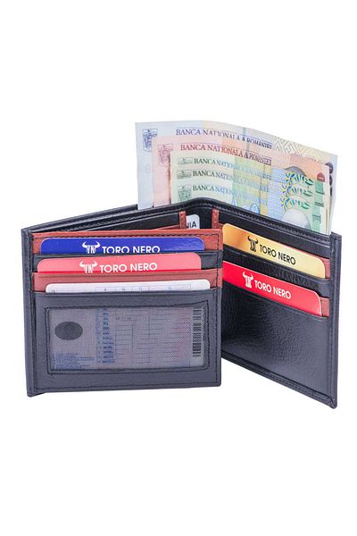 Toro Nero Men's wallet made of genuine leather, black-brown Walletian