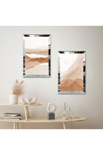 Zevahir Mobilya Dekorasyon SET DE MASA MOUNTAIN MAZAR MODERN CU CADRU DE PLEXY CU OGLINDA SILVER