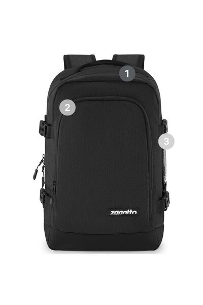 zagatto Σακίδιο πλάτης ταξιδιού, μαύρο, χειραποσκευή καμπίνας, 40x20x25 cm, Wizz Air/ Ryanair, 10kg, ZG915