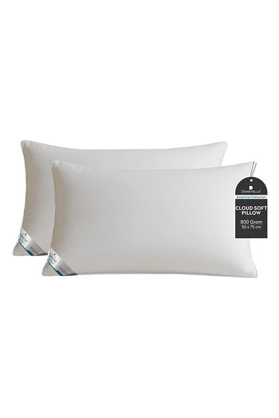 Donetella Pillow 800 Gms – Size 50x75 Cm, Microfiber Fabric, Down Alternative Filling, Pack Of 2