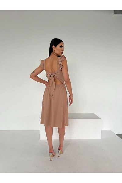 Modafeminen Μίνι φόρεμα με υφασμάτινο κρεπ με χαμηλή πλάτη βραδινό φόρεμα Φόρεμα επιστροφής στο σπίτι 581389 Μπεζ