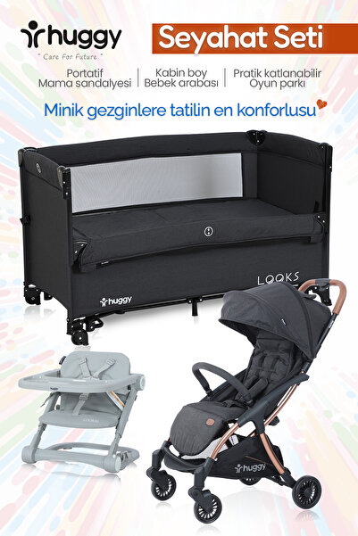 Huggy 3 In 1 Yeni Doğan Seti Kabin Boy Bebek Arabası + Oyun Parkı + Mama Sand...