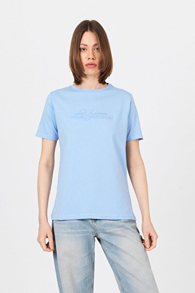 Rays Tricou cu text în relief albastru 25223