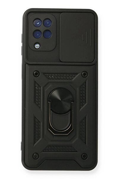 NewFace حافظة سامسونج جالاكسي A12 من السيليكون مع حلقة عدسة بارس - أسود 14932...