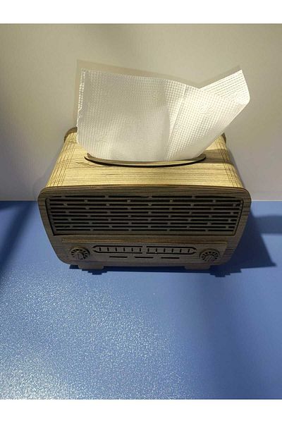 öyküdekor Radio Model Wooden Mdf Napkin Holder |   Retro Design Decorative Tabletop Napkin Box