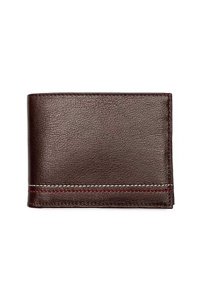 Toro Nero Men's Wallet Made Of Brown Genuine Leather Double Line Wallet