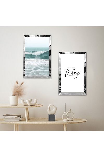 Zevahir Mobilya Dekorasyon SET DE PICTURI DECORATIVE BILATERALE MDF CU CADRU DE PLEXY CU OGLINDA SILVER