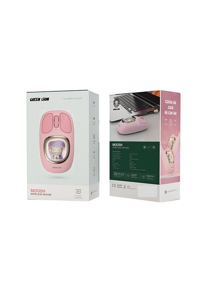 Green Lion Moosh Wireless Mouse with 7-Color Diffuse Lighting - Pink