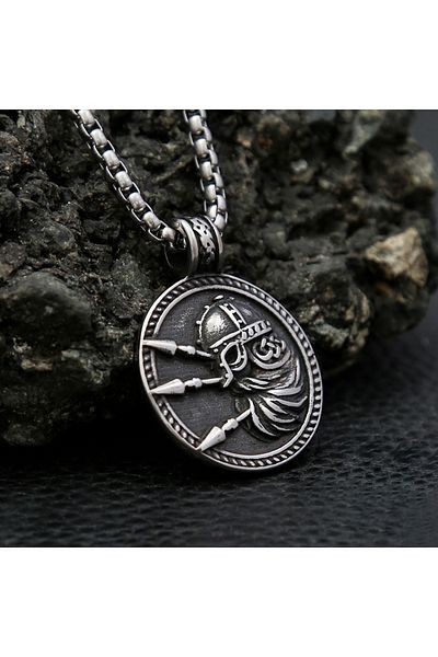Viking Warrior Design Nordic Mythology 316L Stainless Steel Square Chain Necklace