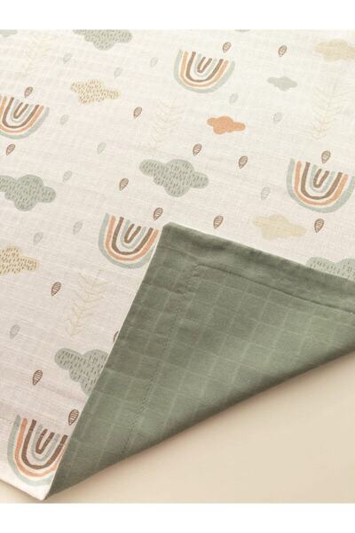 Çiser Gökkuşağı Desenli Çift Taraflı Müslin Bezi Örtü 80x100 Cm