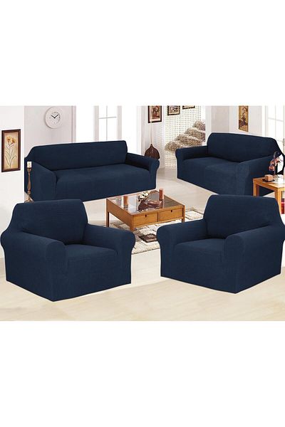 Fabienne 7 Seater Sofa Cover Set 3211 Slipcover Freesize Navy