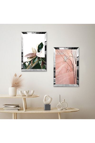 Zevahir Mobilya Dekorasyon SET DE MASA MDF DUBLA CU MODEL ABSTRACT MODERN CU CADRU DE PLEXY CU OGLINDA SILVER